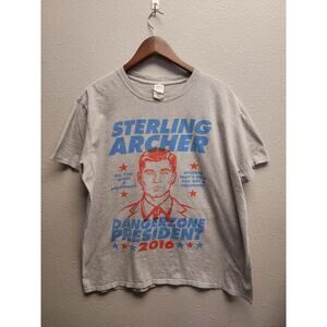 Sterling Archer Shirt Danger Zone President 2016 Tee XL Gray Graphic Funny